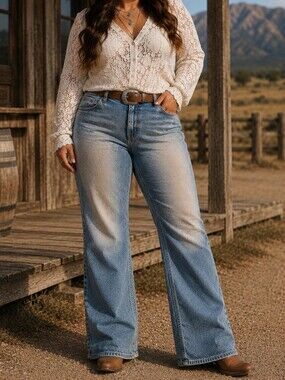NWT Levi's Loose Boot Jeans Plus Size Mid Rise Light Wash 100% Cotton Relaxed